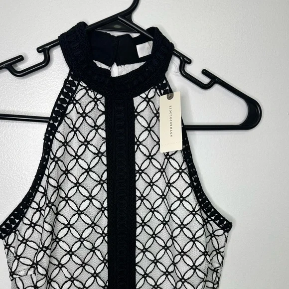 Anthropologie Eri‎ + Ali NWT Black and White High Neck Ninetta Lace Dress - Picture 6 of 6